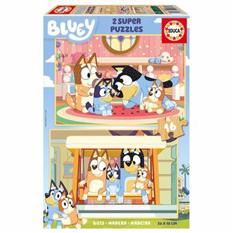 Puzzle de Madeira Educa Bluey | 2x16 Peças - 1