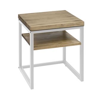Mesa de Cabeceira Box Furniture Icub3 com Prateleira | Vintage | 40x40x45cm - Branco - 1