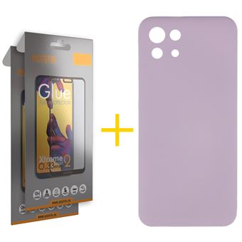 Conjunto Accetel 2 x Película de Vidro Full + Capa Accetel para Xiaomi Mi 11 Lite 5G Silicone Líquido Roxo - 1