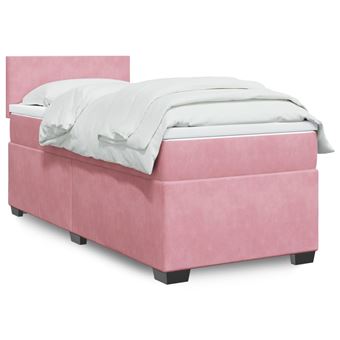 Cama com molas/colchão vidaXL | 80x200 cm | veludo rosa - 1