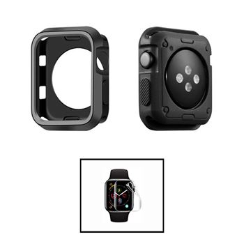 Kit Capa de Proteção Reforçada + Película de Hydrogel GIFT4ME para Apple Watch SE 3 - 44mm | Preto / Cinza - 1