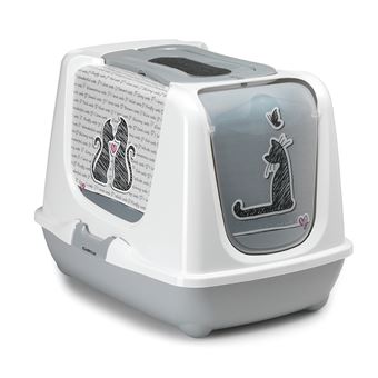 Caixa de Wc para Cães/gatos Carrefour Bacinella per lettiera coperta con paletta e filtro 50x39.5x37.5 cm | Cinzento, Branco - 1