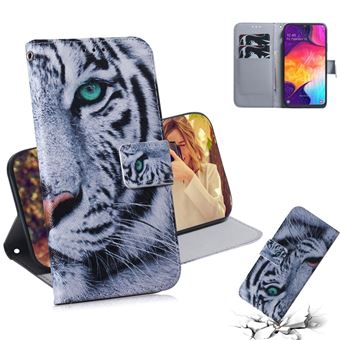 Capa PU padrão impresso com suporte tigre para Samsung Galaxy A50