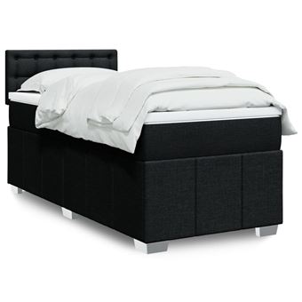 Cama com molas/colchão vidaXL | 90x200 cm | tecido preto - 1