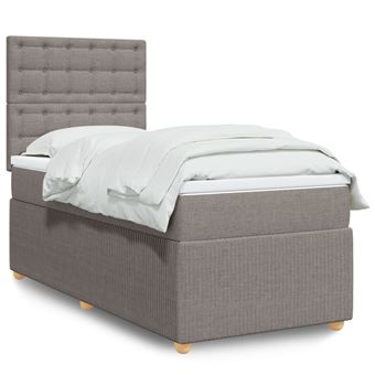 Cama com molas/colchão vidaXL | 90x190 cm | tecido castanho-acinzentado - 1