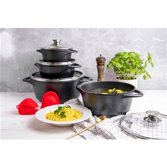 Trem de Cozinha Briebe MGK-12 | Indução | 8 Peças | Alumínio Fundido | Antiaderente - Preto - 1