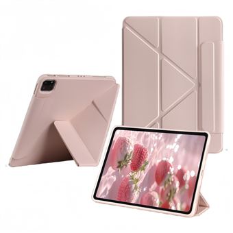Capa Protetora com Suporte Dobrável Anti-Impacto e Anti-Risco em TPU V-REEL para iPad Air 11 (2024/2025) - QT15 - Rosa - 1