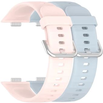 Pack 2x Bracelete em Silicone com Fecho de Metal Antiimpacto para Huawei Watch Fit 3 | Rosa e Azul Claro - 1