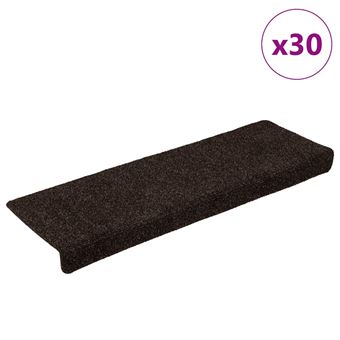 Tapetes de escada autoadesivos vidaXL | 30 Peças | 65x21x4 cm | castanho - 1
