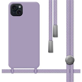Capa TUMUNDOSMARTPHONE de silicone líquido com cordão para iPhone 15 Plus (6.7) Roxo - 1