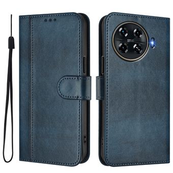 Capa FOXDOCK para Tecno Spark 20 Pro Plus 4G | Estilo Vintage | TPU com Textura de Pele Antiderrapante | Compartimentos para Cartões e Suporte | Azul - 1