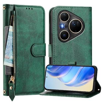 Capa Carteira ZURSANA para Huawei Pura 80 Ultra | Suporte | Zíper | Proteção Anti-Impacto  | Verde - 1