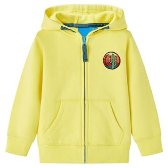 Sweatshirt para criança | vidaXL | com capuz e fecho amarelo-claro 104 | 3 a 4 anos - 1
