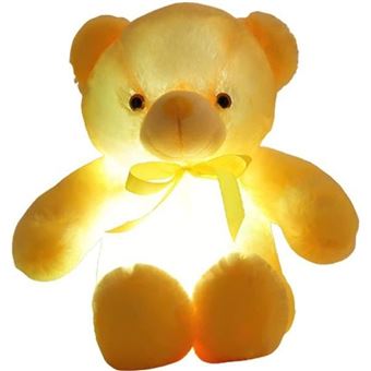 Ursinho de Peluche Iluminado KINGCENTON | 7 LEDs que Mudam de Cor Luz | 30 cm - Amarelo - 1