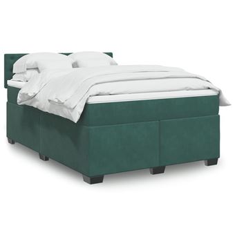 Cama com molas e colchão vidaXL | 160x200 cm | veludo verde-escuro - 1