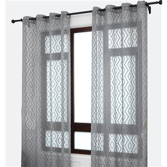 Cortina Bordada Losango em Relevo BOD HOME | 140x260cm | Branco Cinza - 1