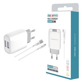 Carregador MODORWY MA1110 com Duas Entradas USB 2.0 - Branco - 1