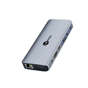Adaptador Lecoo LKC1311H 10 em 1 | Type-C a 2USB3.0 PD100W HDMI SD/TF AUX 3.5mm 1000mbps VGA para HUAWEI Mate40/P50 Samsung S20 - 1