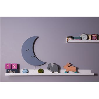 Candeeiro de Parede Homemania | Smiling Moon | Lua MDF, 25 x 3 x 40 cm | Cinzento - 1