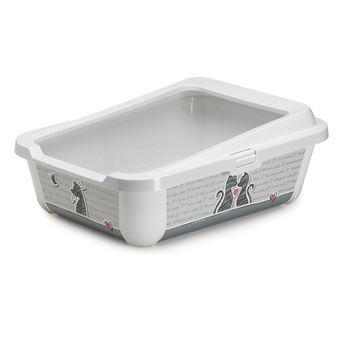 Caixa de Wc para Cães/gatos Carrefour Bacinella per lettiera con bordo rimovibile 50x39.5x19 cm | Cinzento - 1