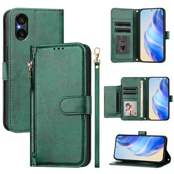 Capa FOXDOCK para Sony Xperia 5 V | Pele PU com Fecho | Porta-Cartões | Alça de Mão | Verde - 1