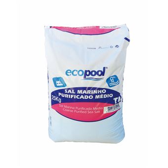 Sal Marinho para Piscinas Ecopool | Purificado Médio | 25Kg - Branco - 1