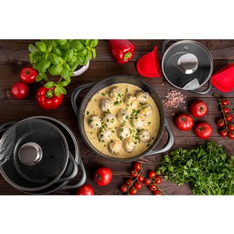 Trem de Cozinha Briebe MGK-17 | Indução | 8 Peças | Alumínio Fundido | Antiaderente - Preto - 1