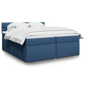 Cama com molas/colchão vidaXL | 200x200 cm | tecido azul - 1