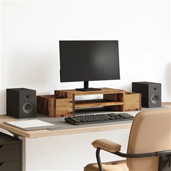 Suporte monitor com arrumação vidaXL | derivados de madeira madeira velha - 1