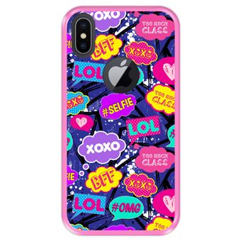 Capa Tpu Hapdey para Iphone X - Xs | Design Padrão de Bolhas Em Quadrinhos 3 - Rosa