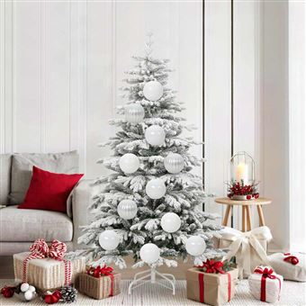 Conjunto de Bolas de Natal vidaXL | 9 Peças | Branco Plástico - 1