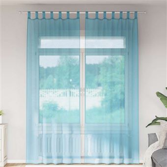 Cortinas de voile com laços vidaXL | 2 Peças | turquesa 140x260 cm - 1
