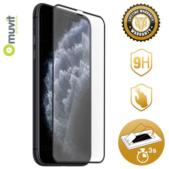 Vidro Temperado Muvit iPhone 11 Pro Max Padrão guia Moldura Preta - 1