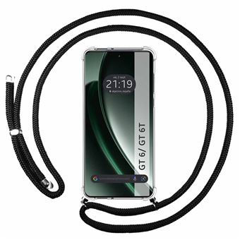 Capa suspensa transparente TUMUNDOSMARTPHONE para Realme GT 6 / GT 6T 5G com cabo preto - 1