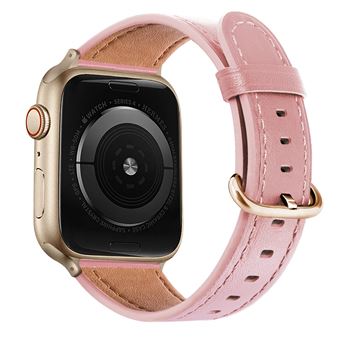 Bracelete de Couro HSMY Simples Clássico para Apple Watch Series 6/ SE/ 5/ 4 | 44 mm - Rosa - 1