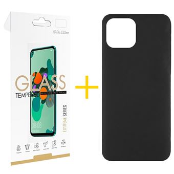 Pack 1 x Película de Vidro Temperado 2.5D + Capa skyhe  Apple iPhone 14 Silicone Líquido - Preto - 1