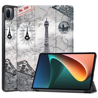 Capa PU tri-fold com Suporte e Função automática sleep/wake torre eiffel e mapa Magunivers para Xiaomi Pad 5 - 1