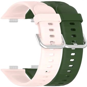Pack 2x Bracelete em Silicone com Fecho de Metal Antiimpacto para Huawei Watch Fit 3 | Rosa e Verde - 1