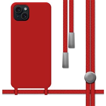 Capa TUMUNDOSMARTPHONE de silicone líquido com cordão para iPhone 15 Plus (6.7) vermelho - 1