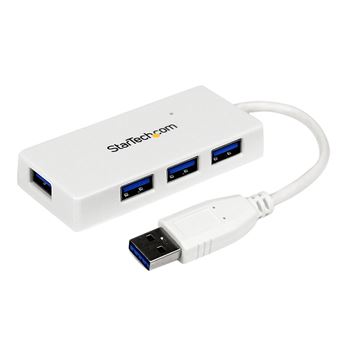 Hub de Interface StarTech.com Mini-concentrador USB SuperSpeed 3.0 de 4 Portas portátil - Branco | Branco - 1