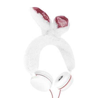 Auscultadores GJBY com Fio de 3,5mm | Orelha de Coelho de Peluche - Branco - 1