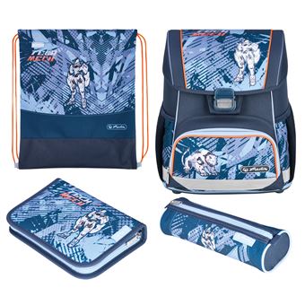 Conjunto de Mochilas Escolares Herlitz Loop Plus TechMech | Azul, Laranja - 1