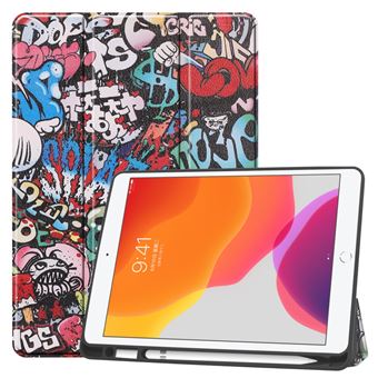 Capa Magunivers PU Impressão Padrão com Porta Tripla e Porta Caneta Padrão de Graffiti para Apple iPad 10.2 2019 - 1