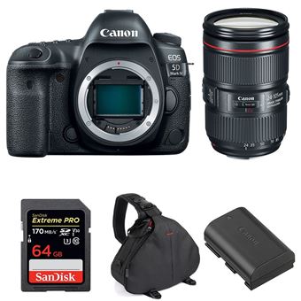 Máquina Fotográfica Canon EOS 5D Mark IV + EF 24-105mm f/4L IS II USM + SanDisk 64GB UHS-I SDXC 170 MB/s + LP-E6N + Bolsa + PDF 15 técnicas para melhorar as suas fotografias - 1