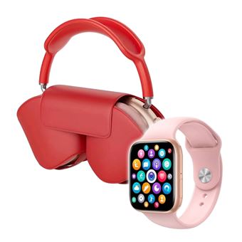 Pack Smartwatch e Auscultadores Bluetooth Klack | Watch 9 Max | Rosa/Vermelho - 1