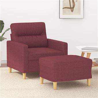 Poltrona com apoio de pés 60 cm tecido vermelho tinto - 1
