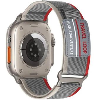 Bracelete tecido Trail adventurer Antiimpacto para Apple Watch Series 6 40mm | Cinzento e Vermelho - 1