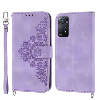 Capa ZURSANA para Xiaomi Redmi Note 114G/Note 11S 4G | Pele com Fecho de Encaixe para Colar + Cordão em Pele | Roxo - 1
