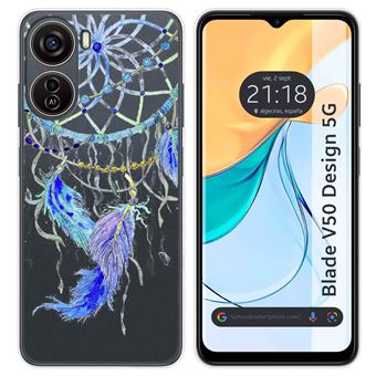 Capa de silicone TUMUNDOSMARTPHONE para Zte Blade V50 Design 5G | transparente desenhos penas - 1