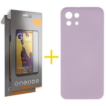 Conjunto Skyhe 2 x Película de Vidro Full + Capa Skyhe para Xiaomi Mi 11 Lite 5G Silicone Líquido Roxo - 1